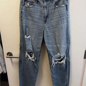 American Eagle Distressed Wide Leg Boyfriend Blue Jeans